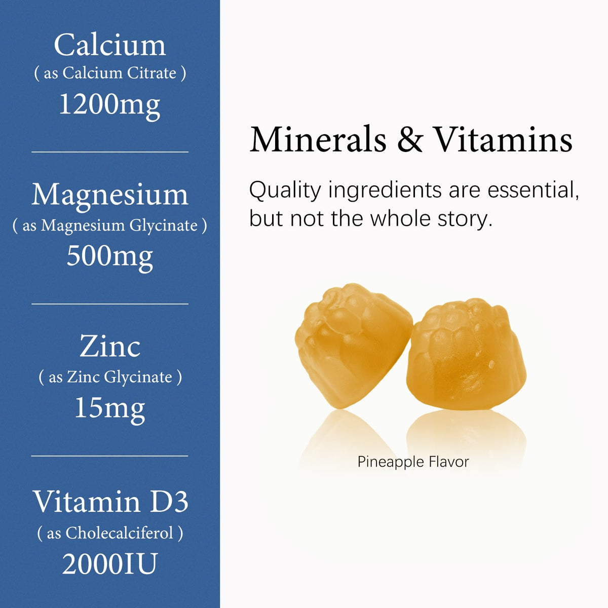Gummies OASIS FORCE Calcium 1200 mg, vue de côté montrant l'emballage