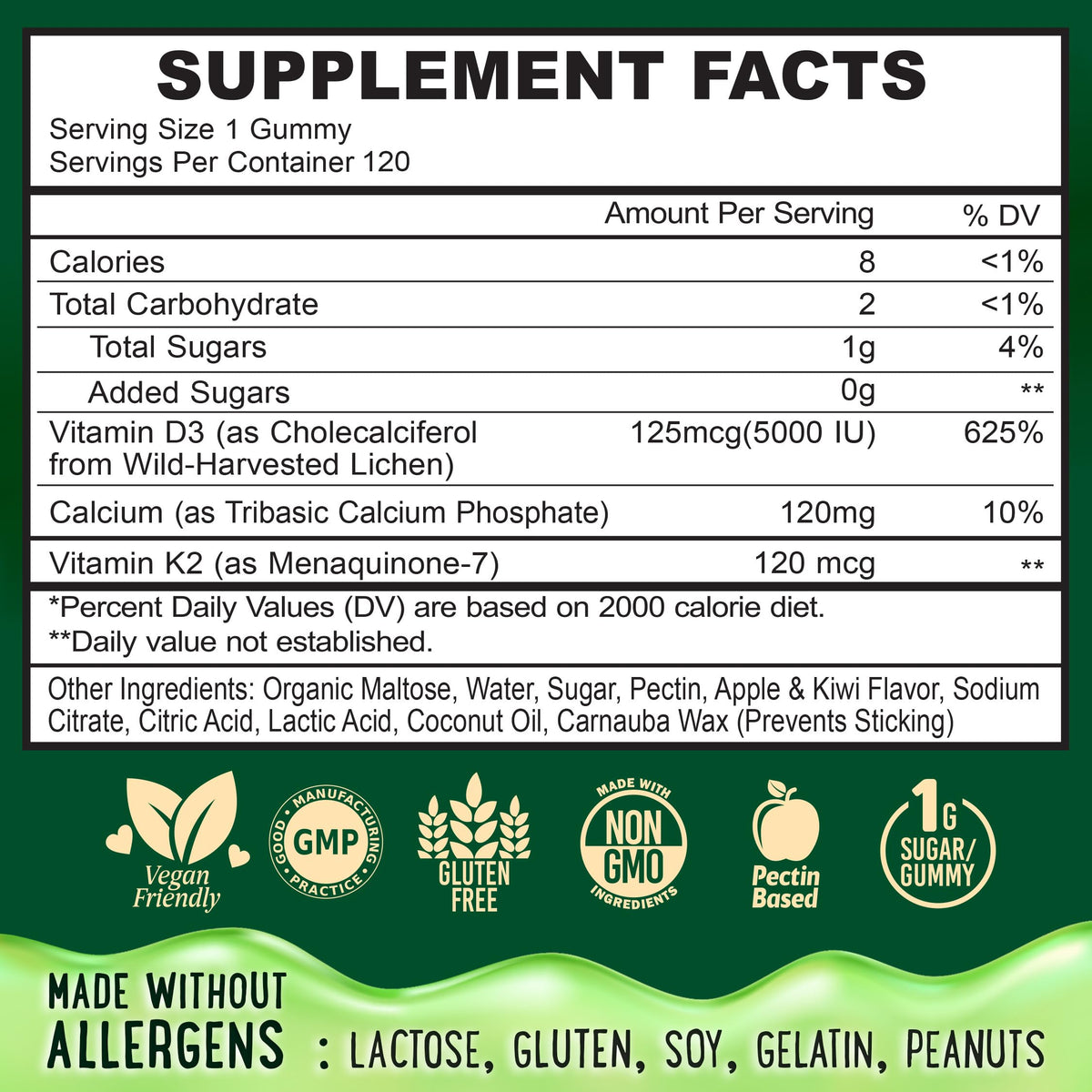 Gummies OH MY CHEWY D3 K2 Calcium 5000 IU en gros plan