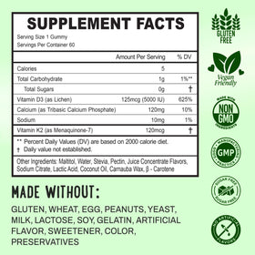 Gummies OH MY CHEWY D3 K2 Calcium 5000 IU en portion