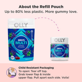 Gummies OLLY dans une main, présentation de la taille