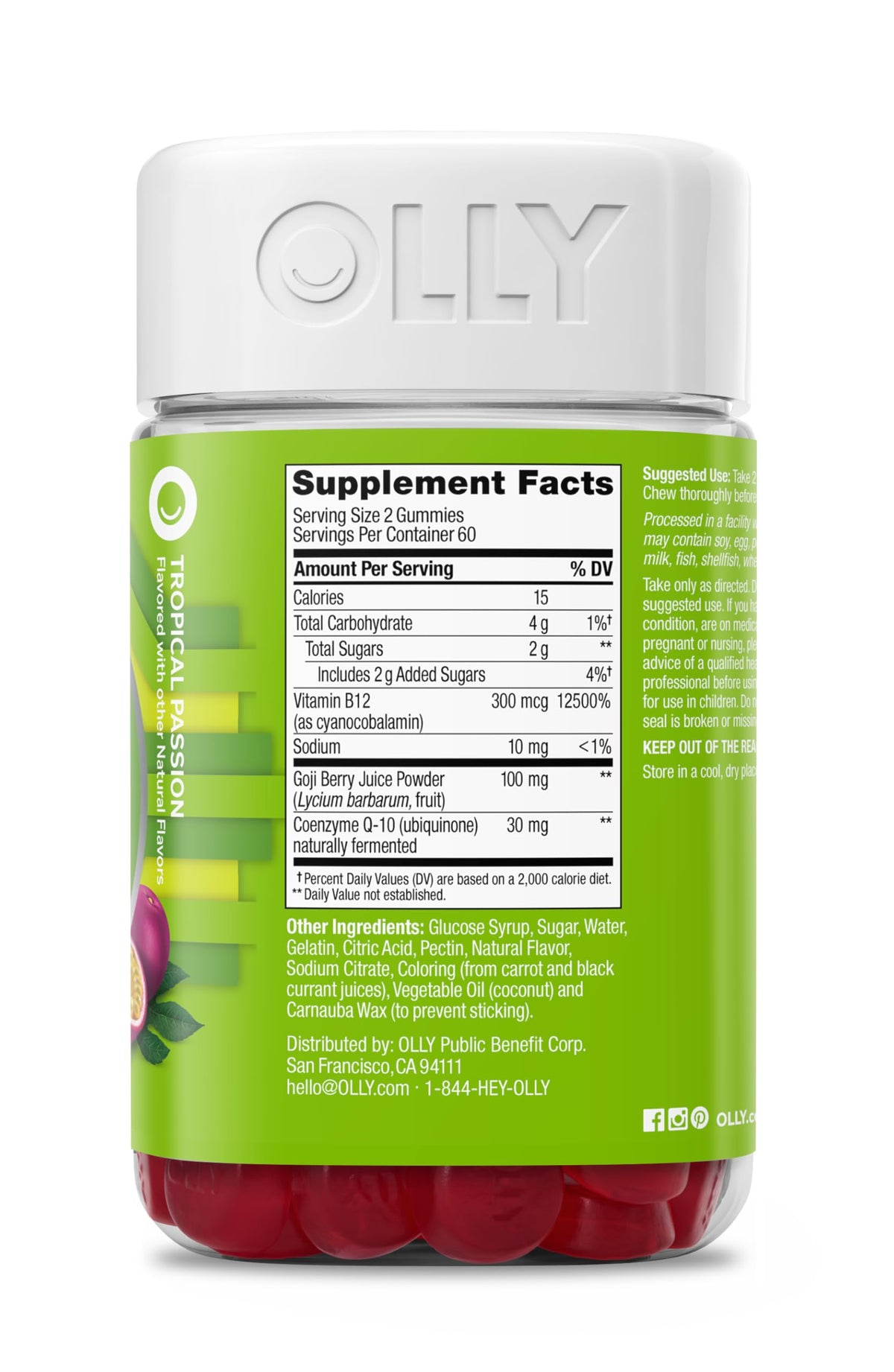 Gummies OLLY Énergie Quotidienne sur fond naturel