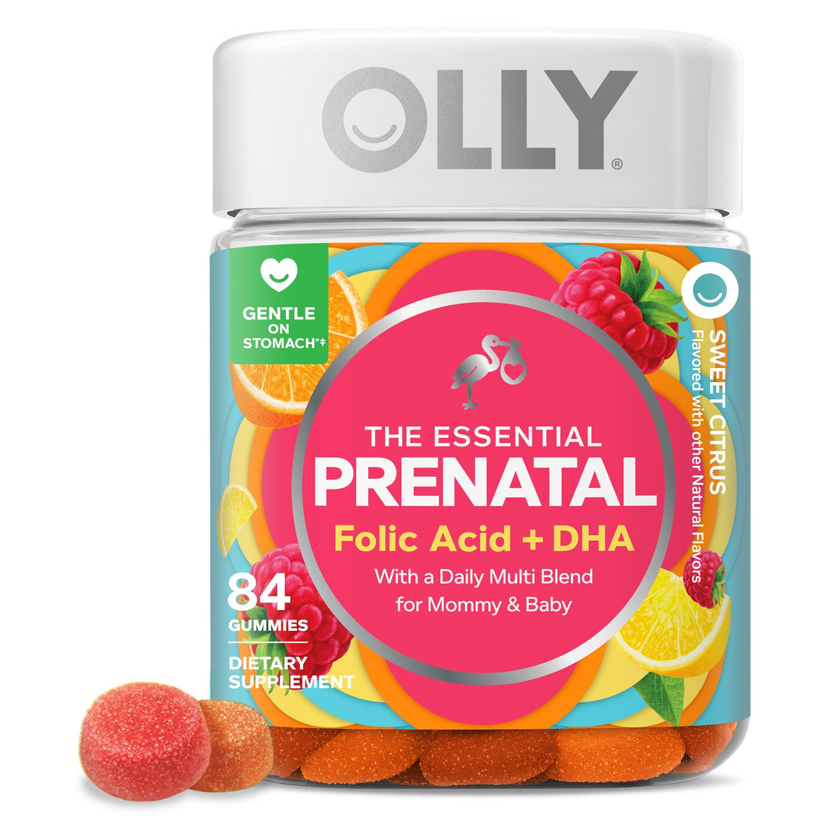 Gummies OLLY Prénatales 84 Comp. vue de face avec emballage
