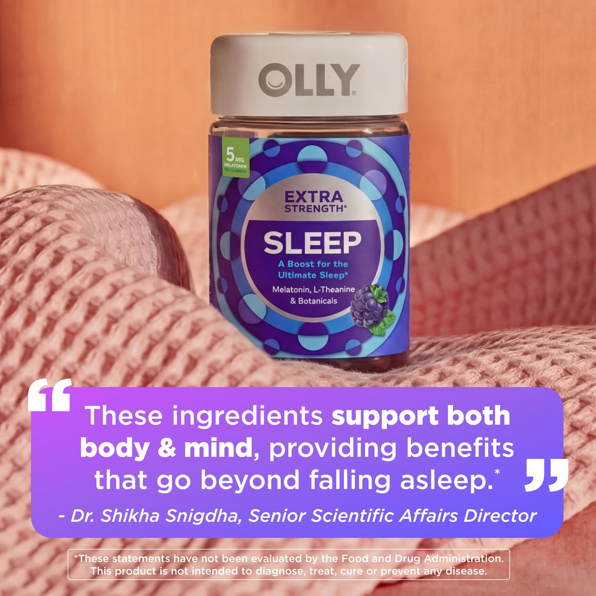 Gummies OLLY Sommeil avec une vue de près