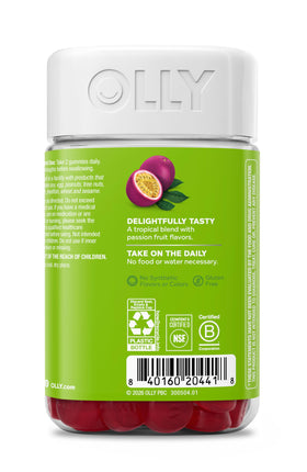 Gummies OLLY sur une table avec d'autres compléments alimentaires