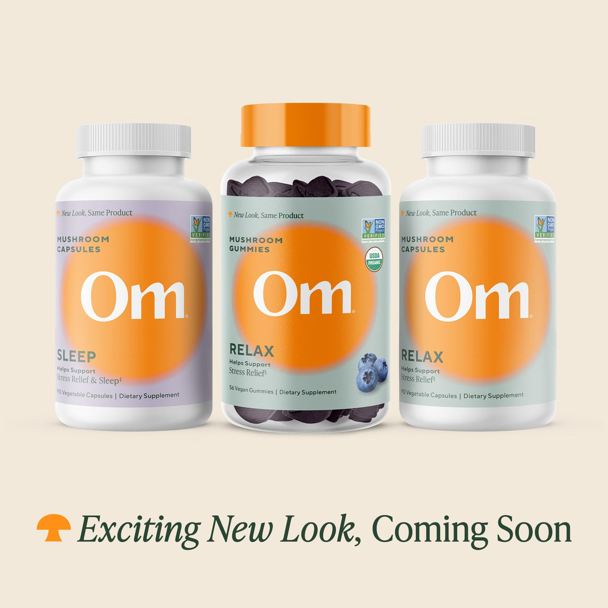 Gummies OM MUSHROOM SUPERFOOD sur une surface en bois
