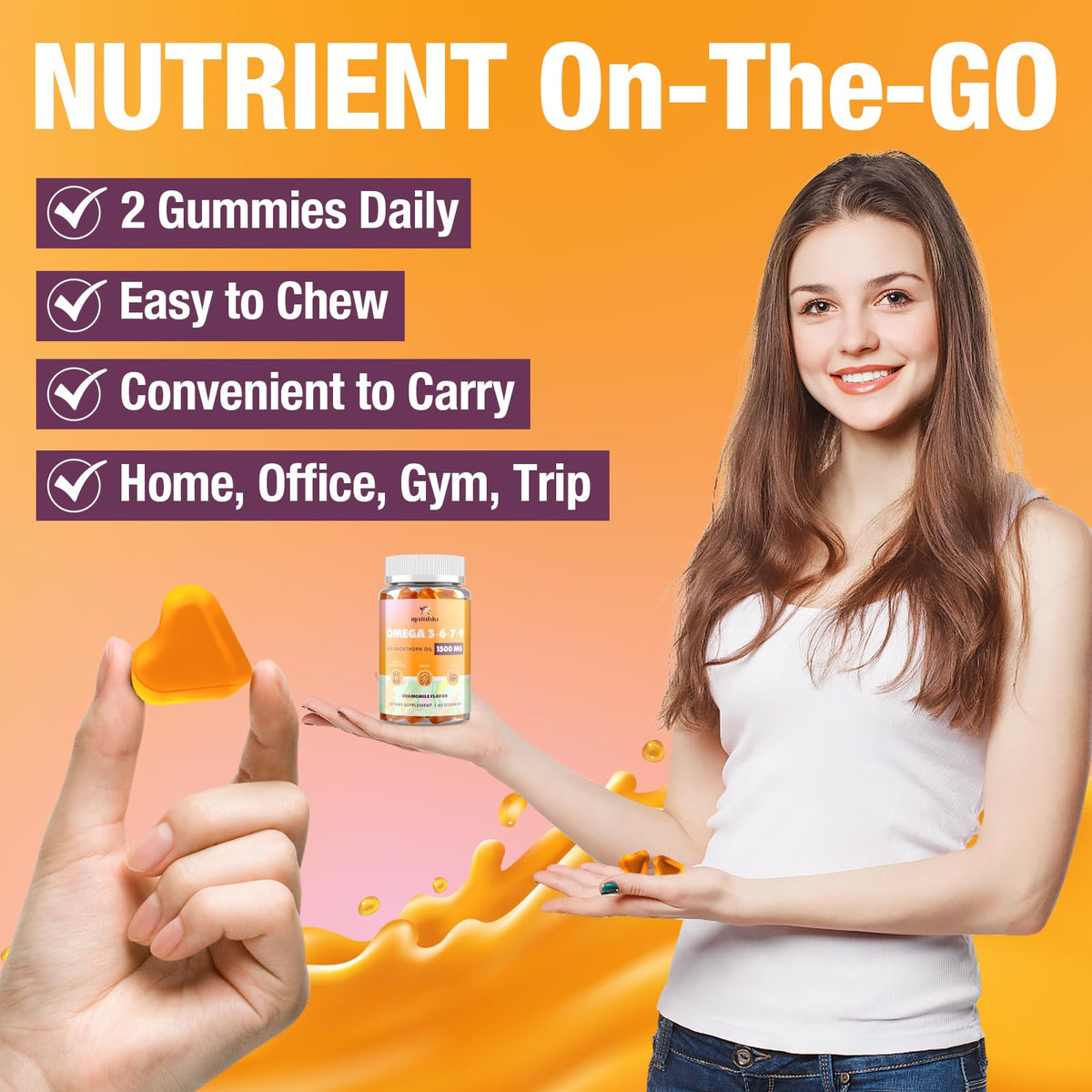 Gummies Oméga 3 6 7 9 Marafiki montrant le dosage