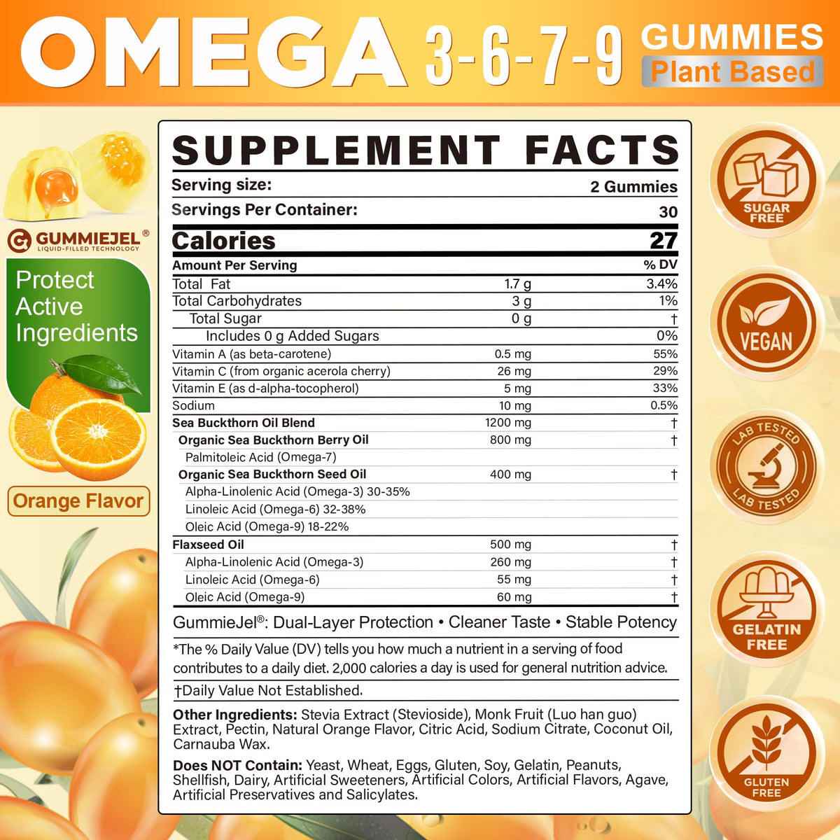 Gummies Omega 3-6-7-9 NEVISS avec huile de baies d'églantier