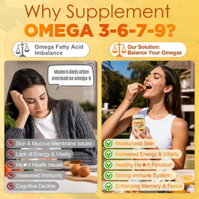 Gummies Omega 3-6-7-9 NEVISS avec une orange à côté