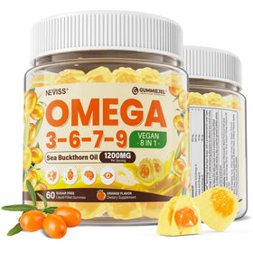 Gummies Omega 3-6-7-9 NEVISS pot de 60 gummies vue de face