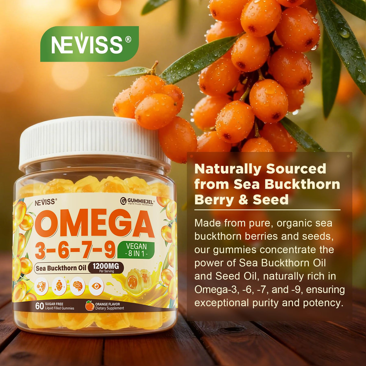 Gummies Omega 3-6-7-9 NEVISS vue de côté