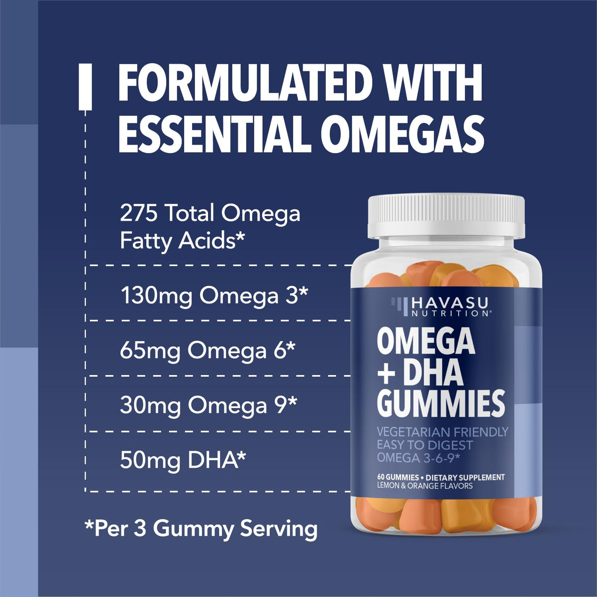Gummies Omega 3 6 9 HAVASU NUTRITION dans une main
