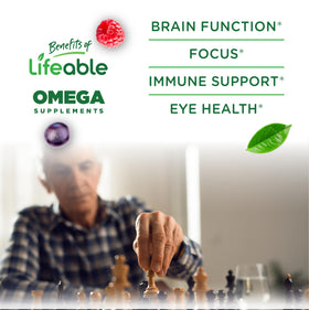 Gummies oméga 3 6 9 Lifeable, présentation des gummies sur une table