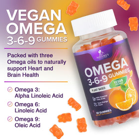 Gummies Omega 3 6 9 Nature's Nutrition avec un verre d'eau