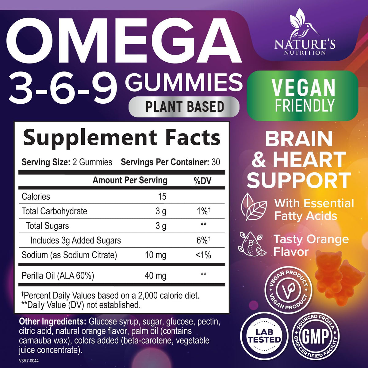 Gummies Omega 3 6 9 Nature's Nutrition montrant la texture des gummies