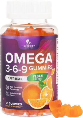 Gummies Omega 3 6 9 Nature's Nutrition vue de face avec emballage orange