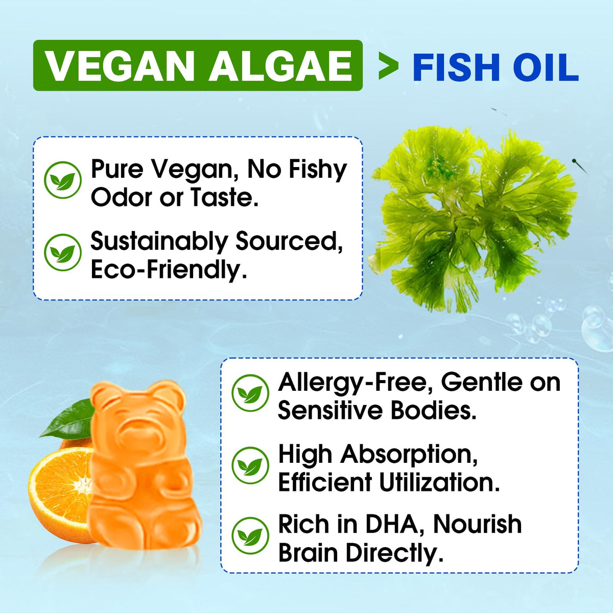 Gummies Omega 3 Algue Sijigood montrant la texture