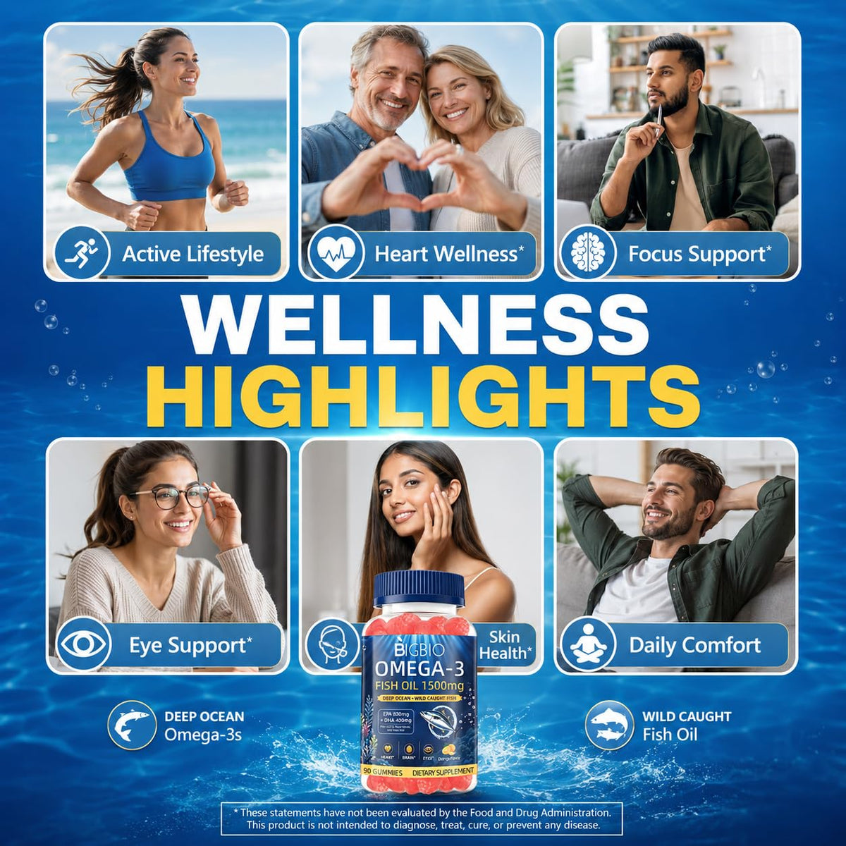 Gummies Omega-3 BIGBIO 1500mg dans un bol