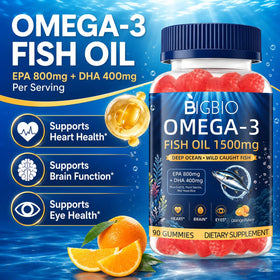 Gummies Omega-3 BIGBIO 1500mg montrant la texture des gummies