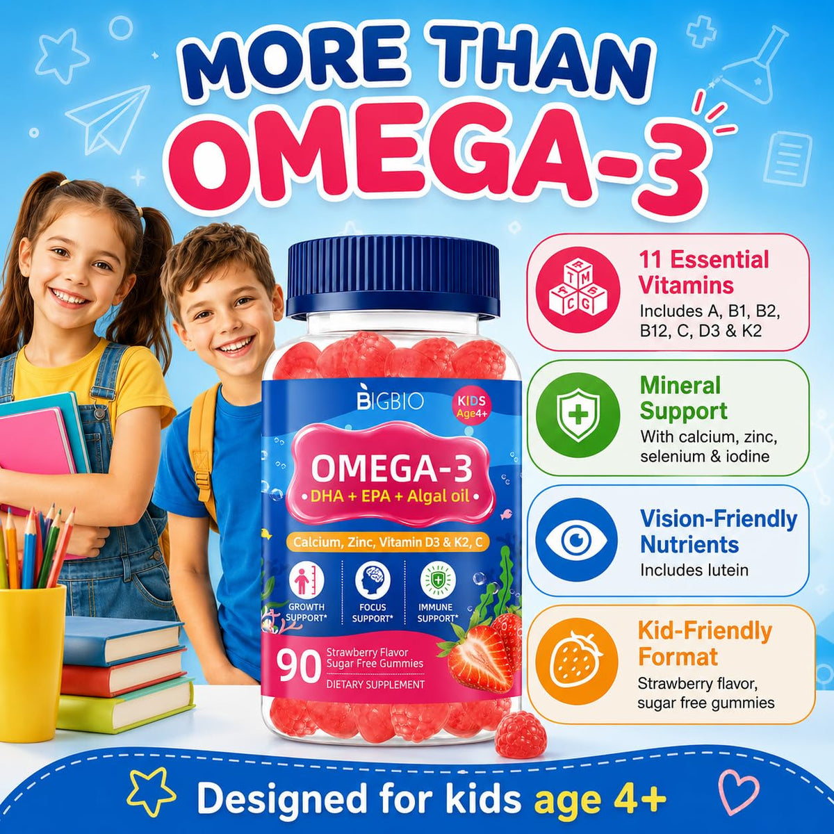 Gummies Oméga 3 BIGBIO, vue de côté