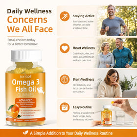 Gummies Omega 3 BIYODE sur une table, ambiance naturelle