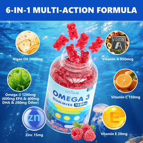 Gummies Omega 3 CCOBUB 1280mg dans un bol, mise en scène