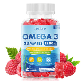 Gummies Omega 3 CCOBUB 1280mg framboise, vue de face