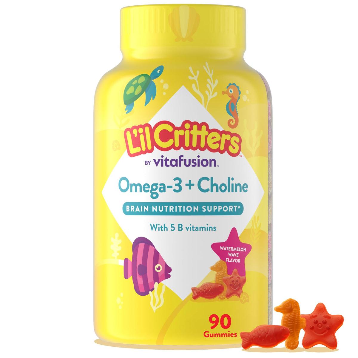 Gummies Omega-3 + Choline de Lil Critters, 90 pièces, emballage avant