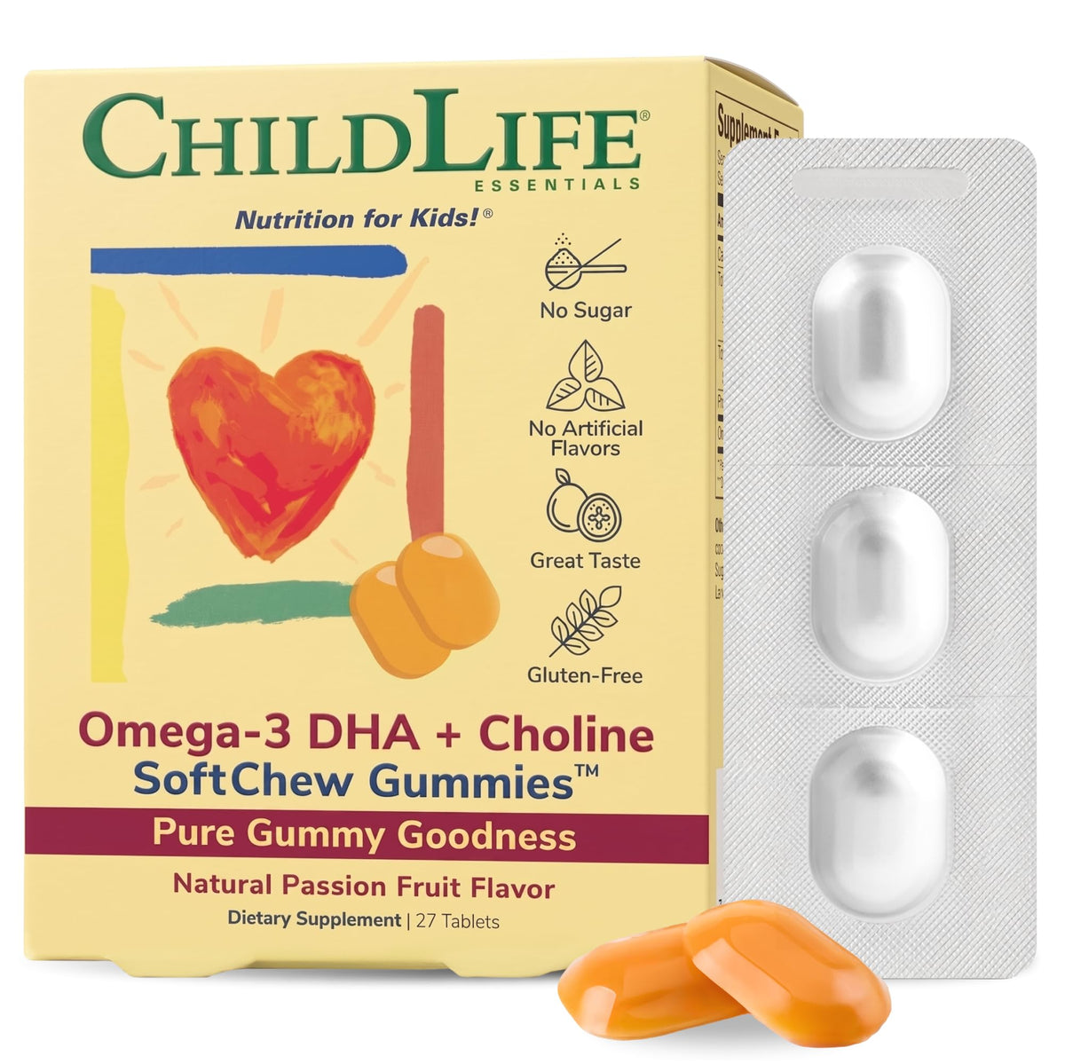 Gummies Omega-3 DHA + Choline CHILDLIFE ESSENTIALS avant