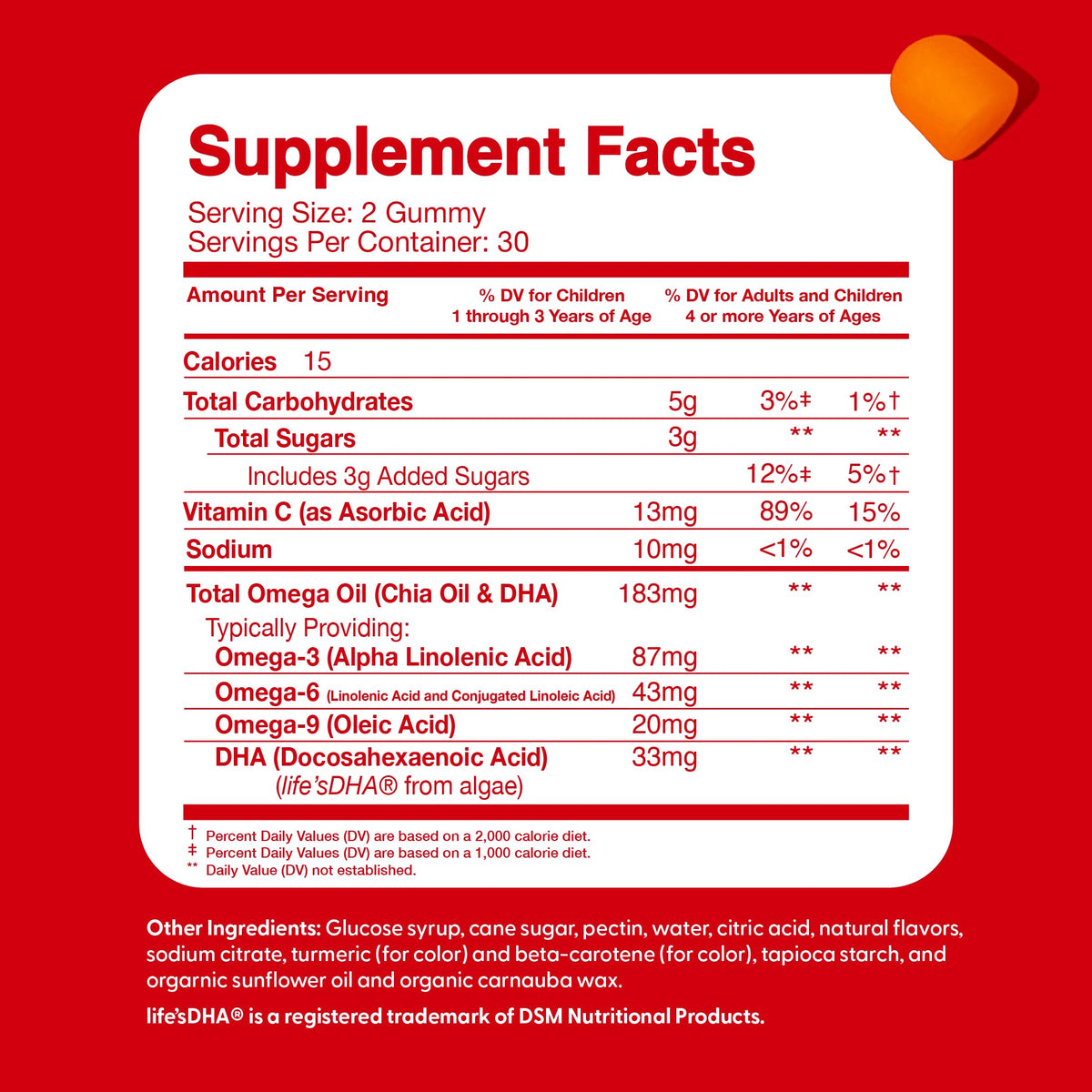 Gummies Omega 3 DHA pour enfants avec goût d'agrumes