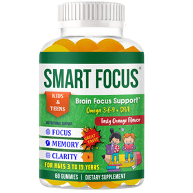 Gummies Omega 3 DHA pour enfants, boîte de 60 gummies orange