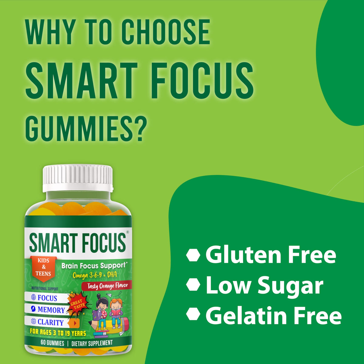 Gummies Omega 3 DHA pour enfants, en main d'un enfant