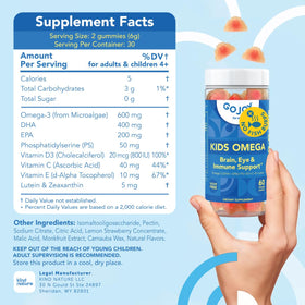 Gummies Omega 3 DHA Végétales GOJOY NATURALS avec des fruits