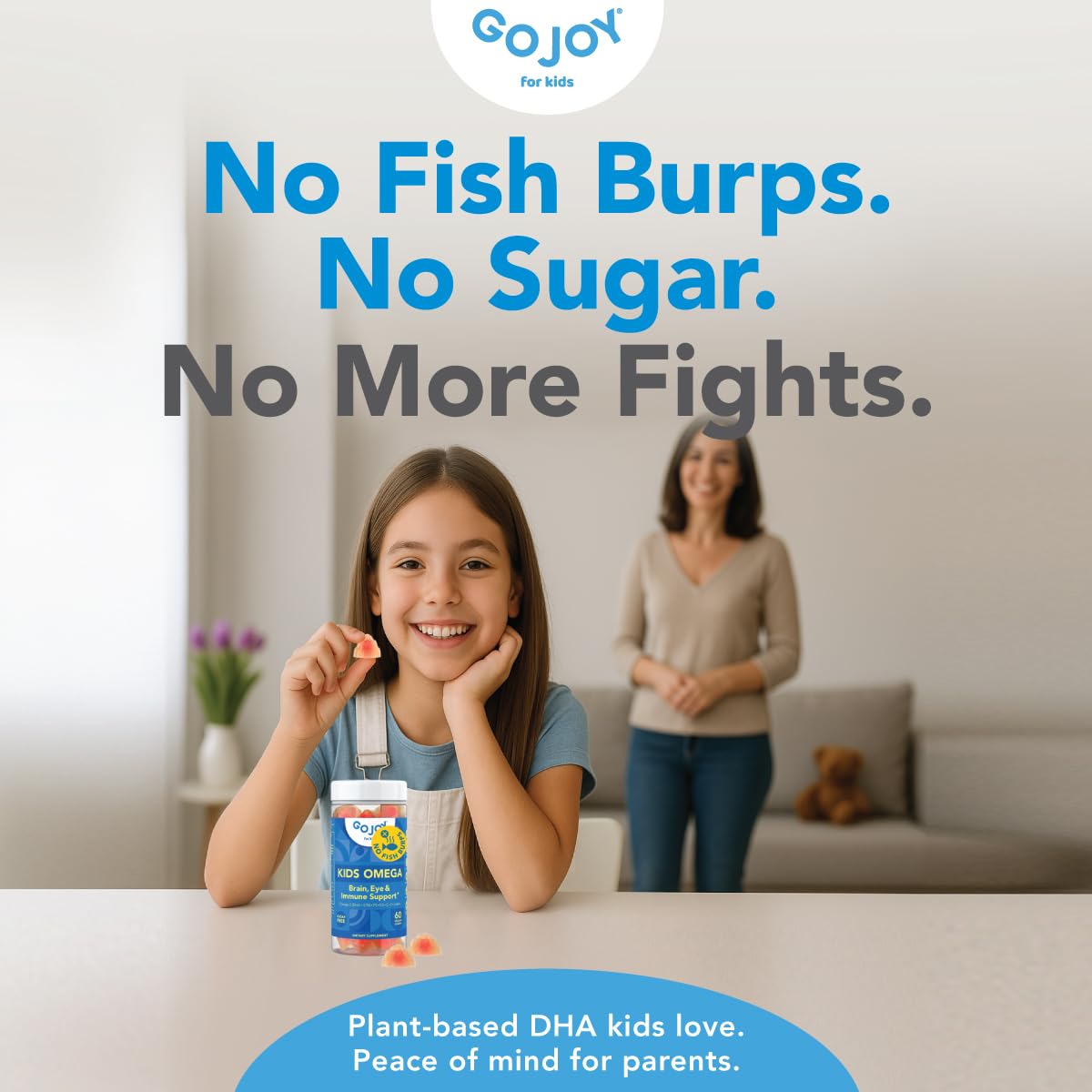 Gummies Omega 3 DHA Végétales GOJOY NATURALS sur une table