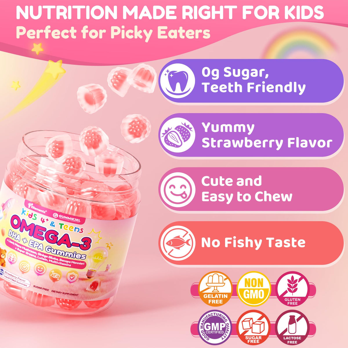 Gummies Omega 3 ELLAMENTZ avec des fruits frais
