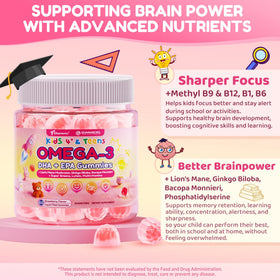Gummies Omega 3 ELLAMENTZ sur un fond coloré