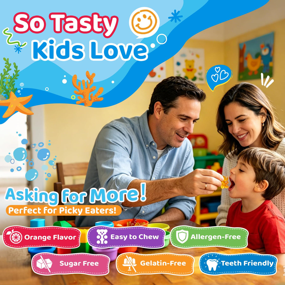 Gummies Omega 3 Enfants NEVISS dans une main d'enfant