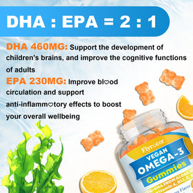Gummies Omega 3 Flyrocer, prise quotidienne avec un verre d'eau