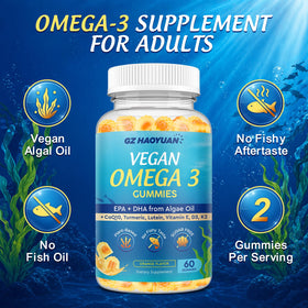 Gummies Omega 3 GZ HAOYUAN avec étiquette nutritionnelle