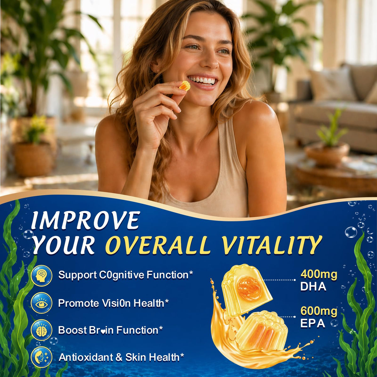 Gummies Omega 3 GZ HAOYUAN montrant la texture