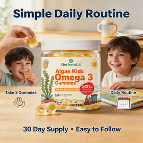 Gummies Omega 3 Herbovella avec vitamine D3 et K2 affichés