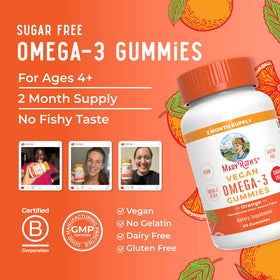 Gummies Omega 3 MARYRUTH'S avec un fond de fruits frais