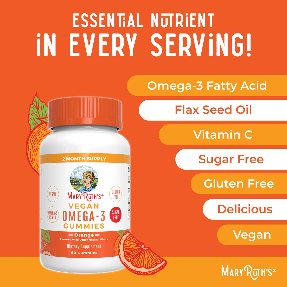 Gummies Omega 3 MARYRUTH'S, mise en avant de la certification Clean Label