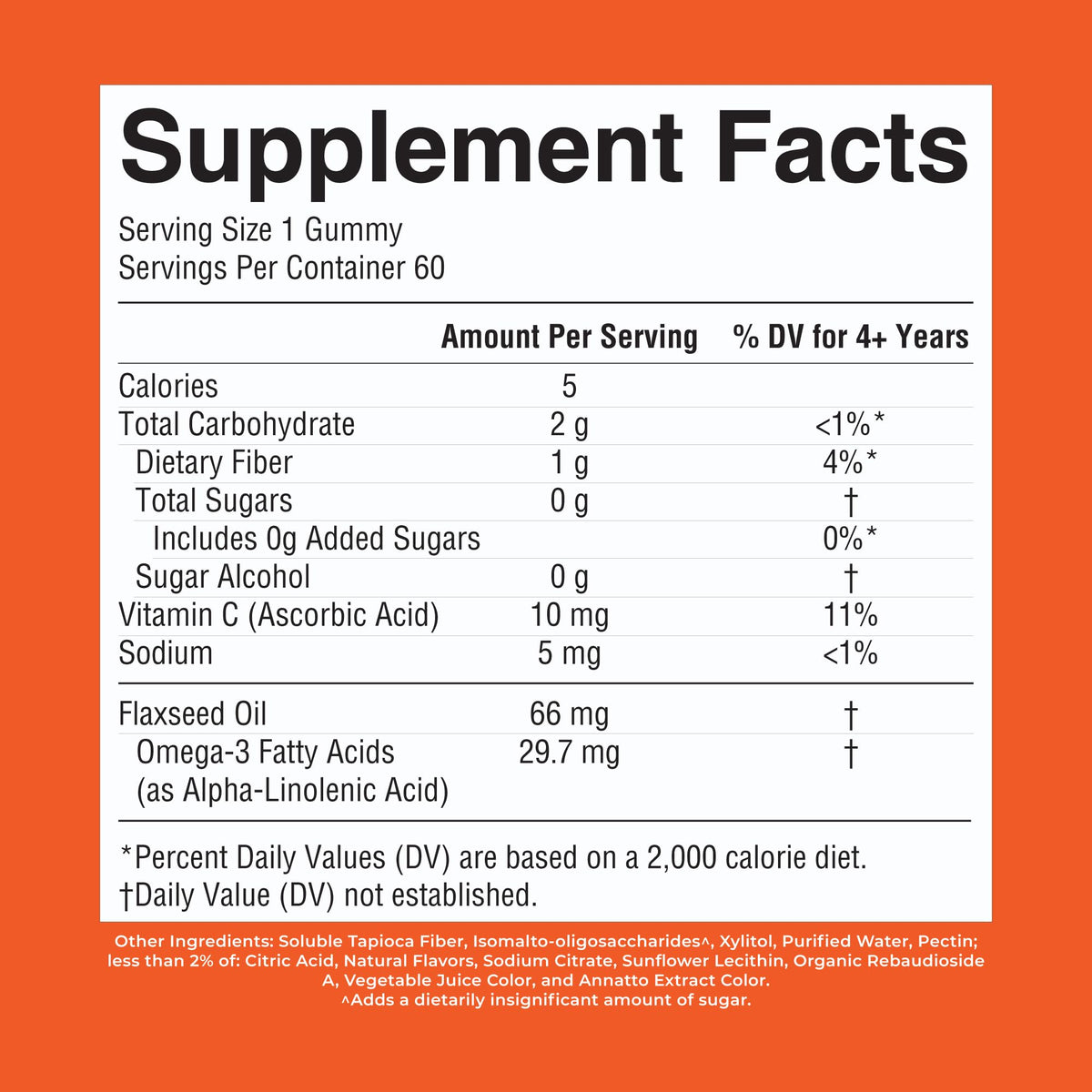 Gummies Omega 3 MARYRUTH'S pour enfants, étiquette avec certification Clean Label