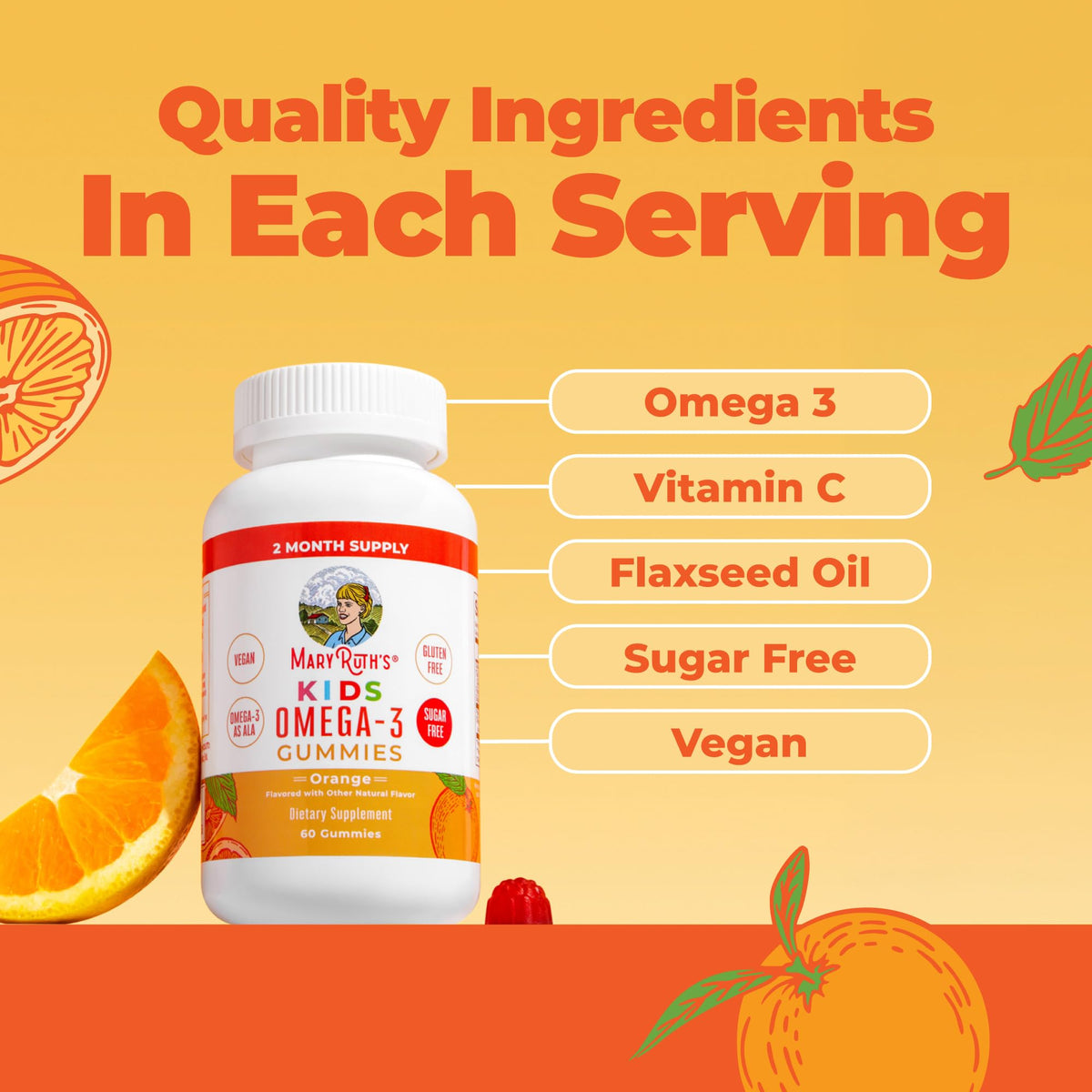 Gummies Omega 3 MARYRUTH'S pour enfants, format pratique