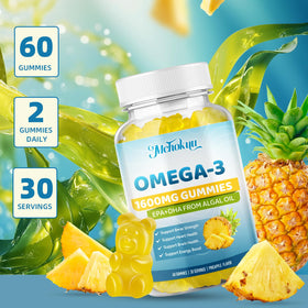 Gummies oméga-3 Mchokuu avec une main en train de les prendre