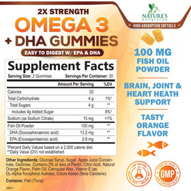 Gummies Omega 3 Nature's Nutrition 60 gélules et boîte d'emballage