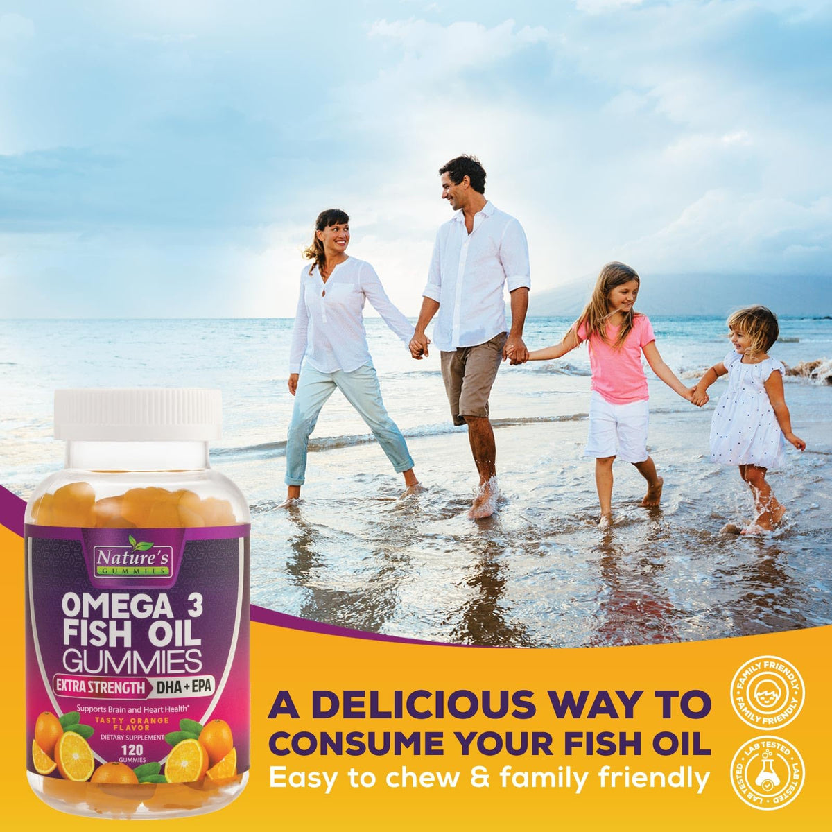 Gummies Omega 3 Nature's Nutrition dans un bol
