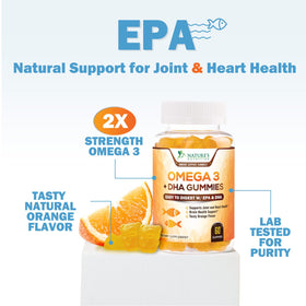 Gummies Omega 3 Nature's Nutrition en gros plan avec texture