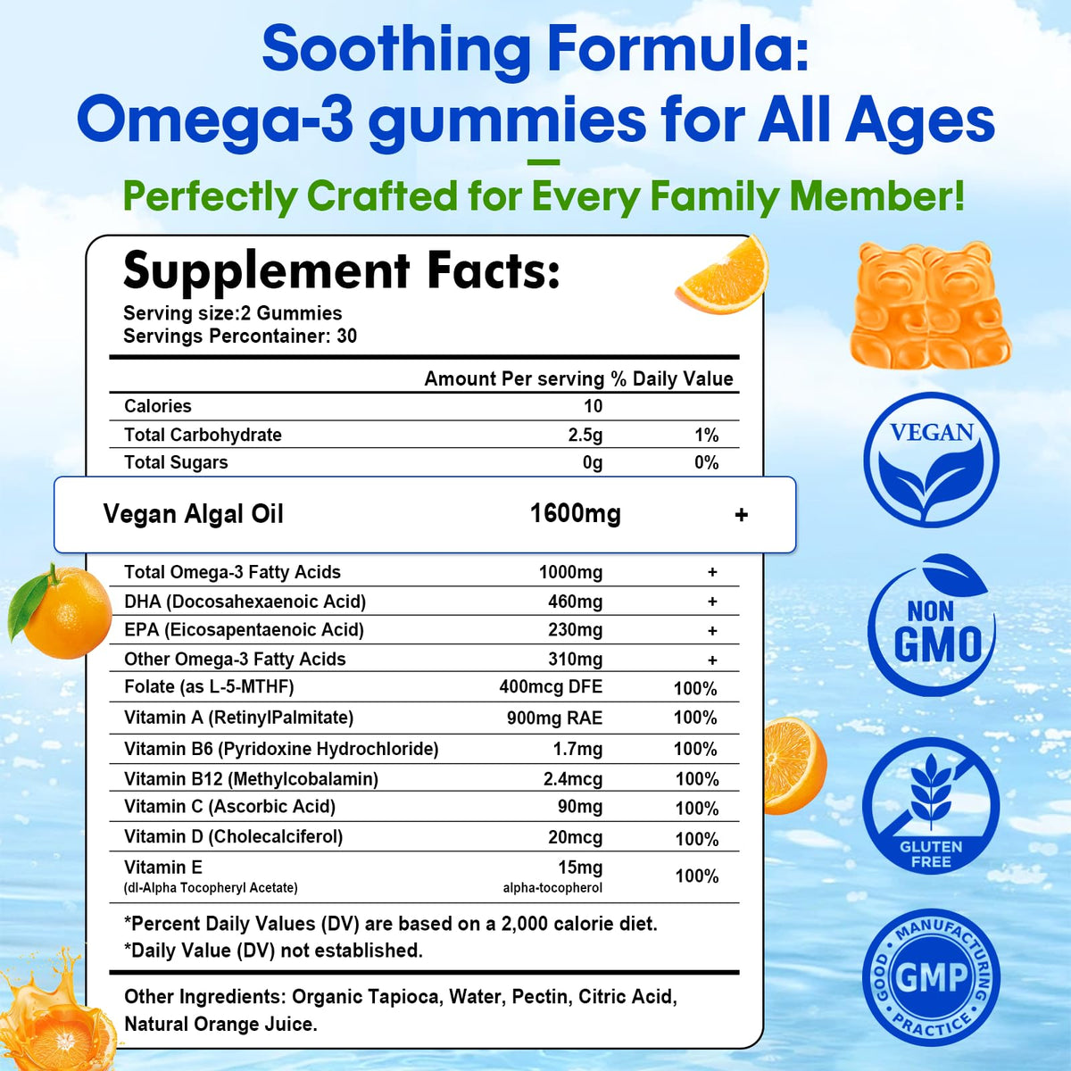 Gummies Omega 3 Sijigood, présentation sur une table