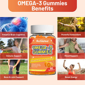 Gummies Omega 3 Vegan SmildeHeal 1000mg présentation sur une table